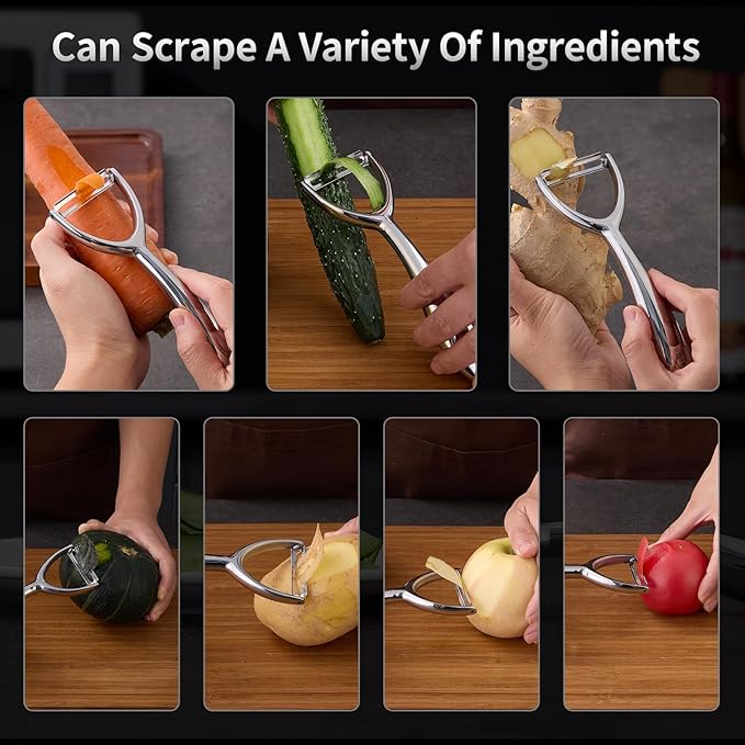 Fruits & Vegetable Peeler - Y Shaped Potato Peelers - Stainless Steel Peeler - Nontoxic Apple Peeler - Ultra Sharp Potato Peeler - Veggie Peeler - Y Peeler - Smooth Curved Handle Kitchen Peeler - Gift