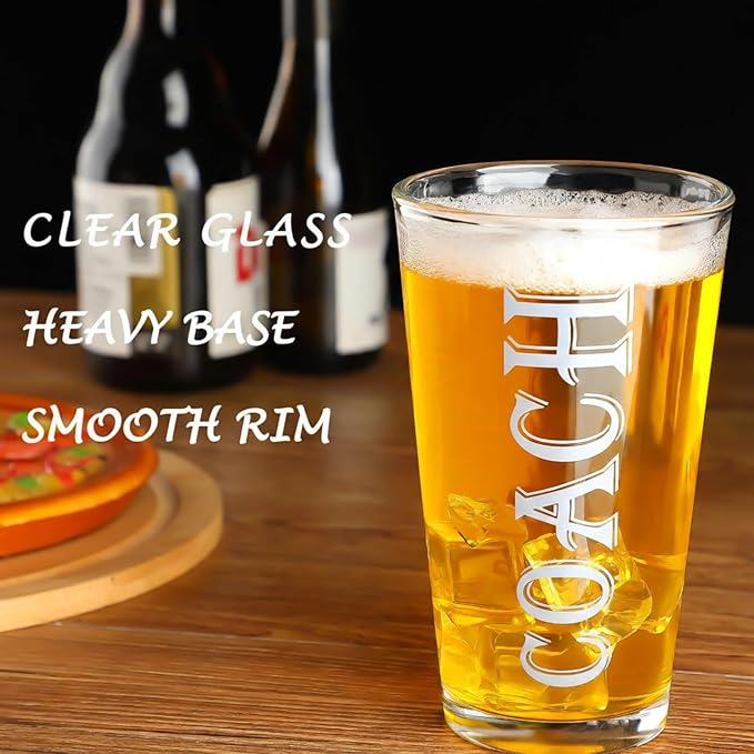 3 Pieces Coach Pint Glass Football Soccer Softball Basketball Coach Gifts 16 oz Baseball Glasses for Drinking Water Wine Appreciation Gifts Suitable for Both Men or Women