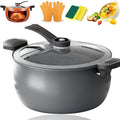 8QT Multifunctional Large Capacity Non-Stick Pressure Cooker, Microwave Pressure Cooker With Visible Transparent Glass Cover, Fast Cooking Cookware, Universal Stew Pot For Meals Soups Stews (Gray)