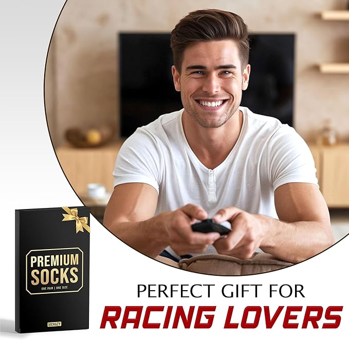 VICRAZY Racing Car, Sport Car Socks for Men, Women - Formula 1 Gifts, Racing Socks, Stocking Stuffers for Men, Women