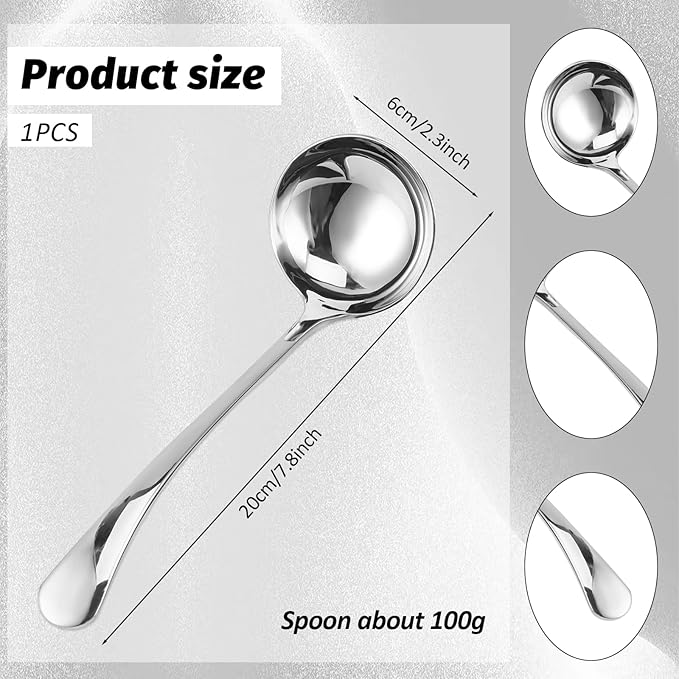 7.9 Inch Silver Small Gravy Soup Ladle Small Ladle Gravy Ladles 18/10 Stainless Steel Sauce Ladles for Spooning Sauces or Gravies