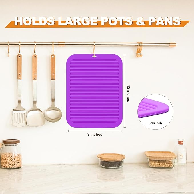 Joyhalo 4 Pack Silicone Trivets for Hot Pots and Pans,480℉ Heat Resistant Trivets for Hot Dishes,Hot Pads for Countertop,Kitchen Potholders,Purple