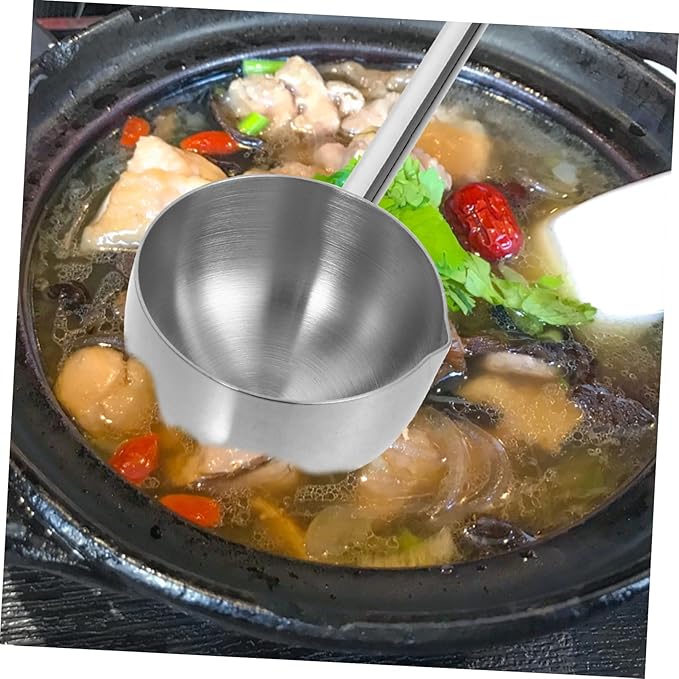 PRETYZOOM Stainless Steel Soup Ladle Stainless Steel Water Spoon for Serving Soups Sauces and Oils Home Kitchens and Restaurants Lightweight and Design