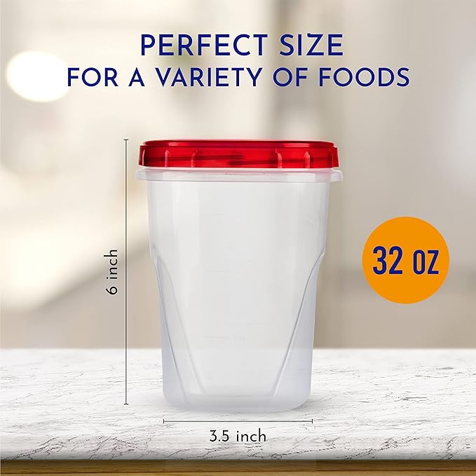 AQUA BLUE Soup Freezer Storage Containers with Twist Top Lids [32 Oz 10 Pack] Reusable Plastic Food Storage Containers with Screw On Lids, Leakproof, Stackable, Microwave Safe BPA Free
