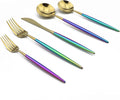 20-Piece Coloful Rainbow Handle Gold Flatware Set, Mirror 18/10 Stainless Steel, Service for 4