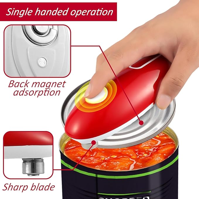 Electric Can Opener, One Touch Hand Free Tin Opener Electric Can Openers for Arthritis Hands Can Openers with One Touch Switch Kitchen Old Man Restaurant Chef's Best Choice-Powerful Safe & Easy