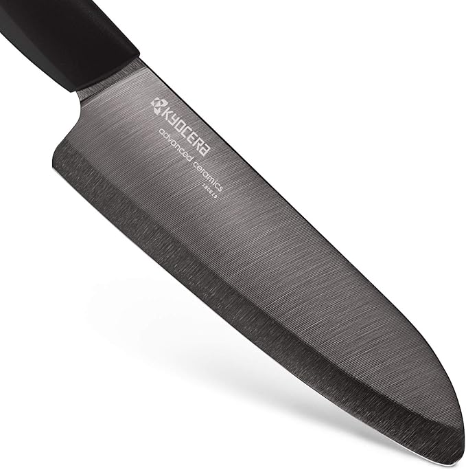 Kyocera Advanced Ceramic Revolution Series 6-inch, Chef's Santoku Knife, Black Blade