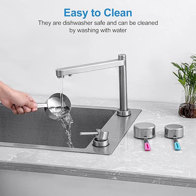 Stainless Steel Measuring Cups Set (8 Cups, Colorful)