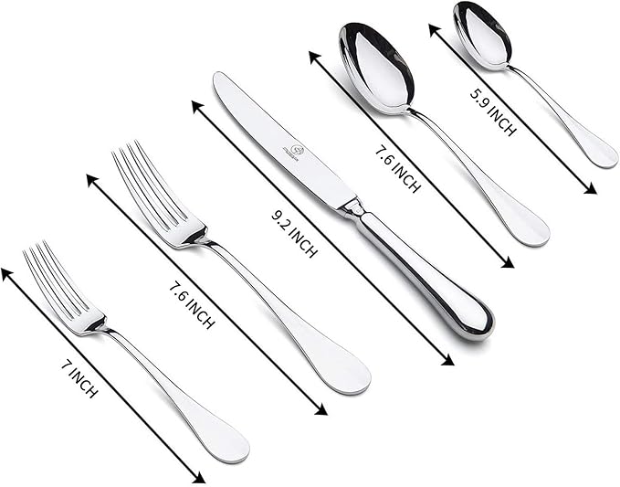 Mirror Polished Heavy Duty 18/10 Stainless Steel tableware spoon fork knife,45 Piece Flatware Set,Service for 8 without Rust
