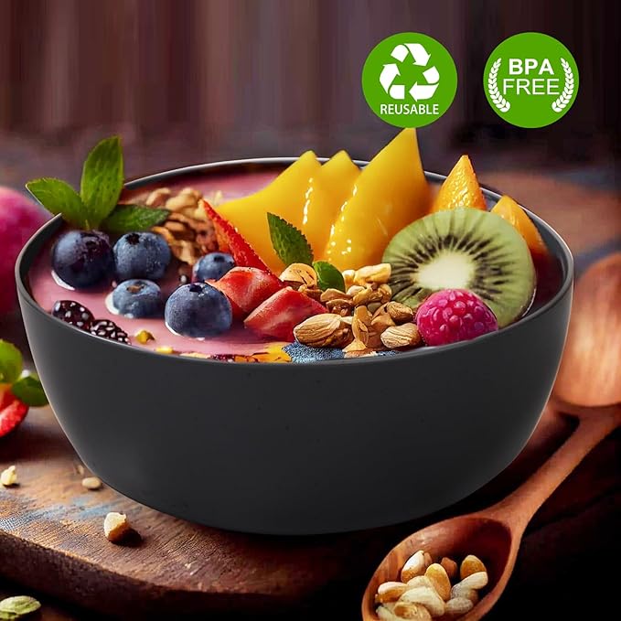 EI 8pcs Wheat Straw Bowls,28oz Reusable Cereal Bowls,Unbreakable Plastic Bowls,Premium Wheat Straw Bowls Set,Microwave and Dishwasher Safe Lightweight Fruit/Salad/Soup Bowls for Picnic,Halloween