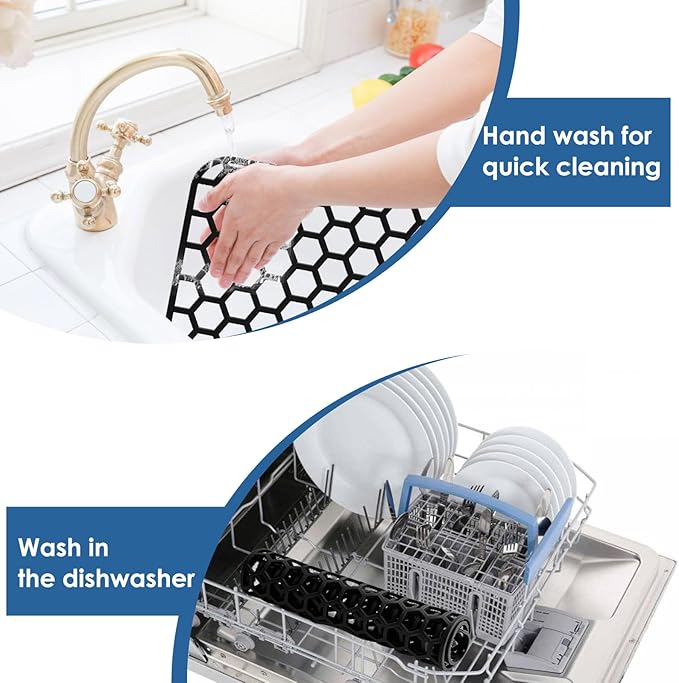 2 Pack Silicone Sink Protectors for Kitchen Sink - 12" x 11" Kitchen Sink Grid Accessory, Non-Slip Heat-Resistant Mat for Bottom of Porcelain Stainless Steel, Dishwasher Safe (Black)