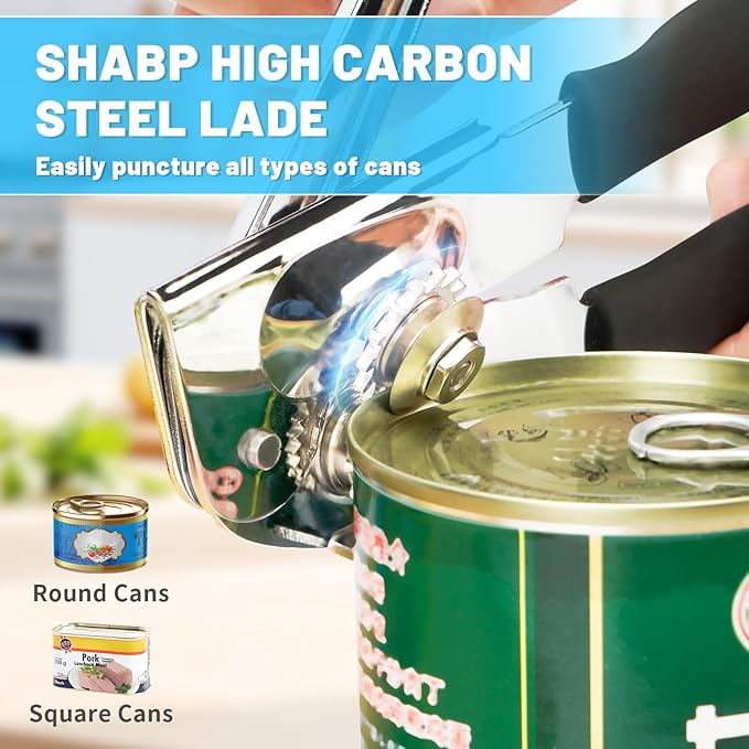 Heavy Duty Can Opener,Commercial Can Opener with Comfortable Long Handles With Carbon Steel Blade