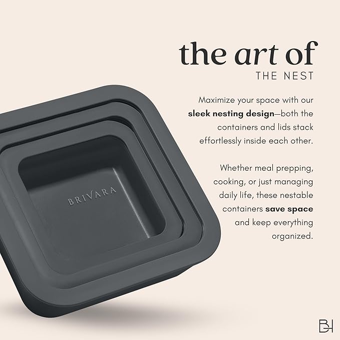 Ceramic Coated Glass Food Storage Container | No PTFE, PFOA, PFAS, and BPA | Reusable Non Toxic Meal Prep Container with Glass Lid | Easy To Store | 6 Piece Food Prep [Onyx]