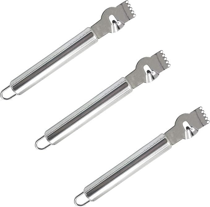 3-Pack Stainless Steel Citrus Zester Tool - Orange & Lemon Zester, Grater, Peeler, Twist Tool, Cocktail Garnish for Kitchen & Bar, Dishwasher Safe