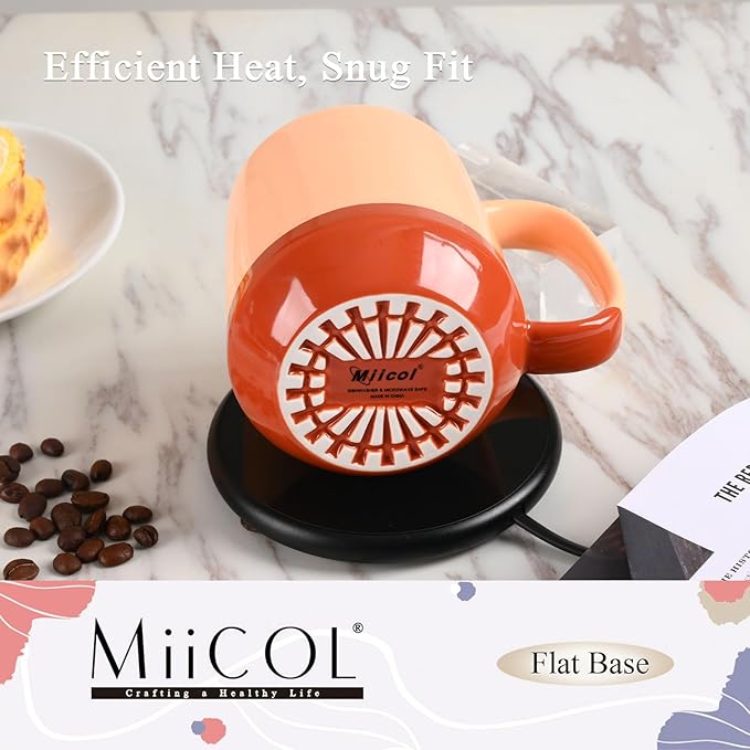 Miicol Ceramic Coffee Mug, 16 oz Large Coffee Cup, Tea Mug with Handle, Flat Bottom Mug for Men, Women, Office, Microwave and Dishwasher Safe, Multi-Color, Caramel Peach