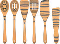 Dishwasher Safe & Maintenance Free Wood Spatulas-Sturdy Wooden Spoons for Cooking, 6-Piece Handcraft Wood Cooking Utensils Set for Nonstick Cookware, Heat Resistant