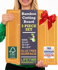Glue-Free Surface™ Extra Large Bamboo Cutting Board Set – For Chopping Vegetables, Carving Meat, Slicing Bread, and Serving Cheese & Charcuterie for Safer Family Meal Prep – For Health Conscious Chefs