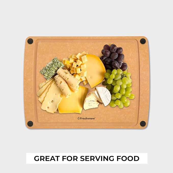 Cutting Board for Kitchen, Wood Cutting Board with Juice Grooves, Dishwasher Safe, Non-Porous, BPA Free, Medium Cutting Boards, 15 x 11.25-inch, Natural Slate