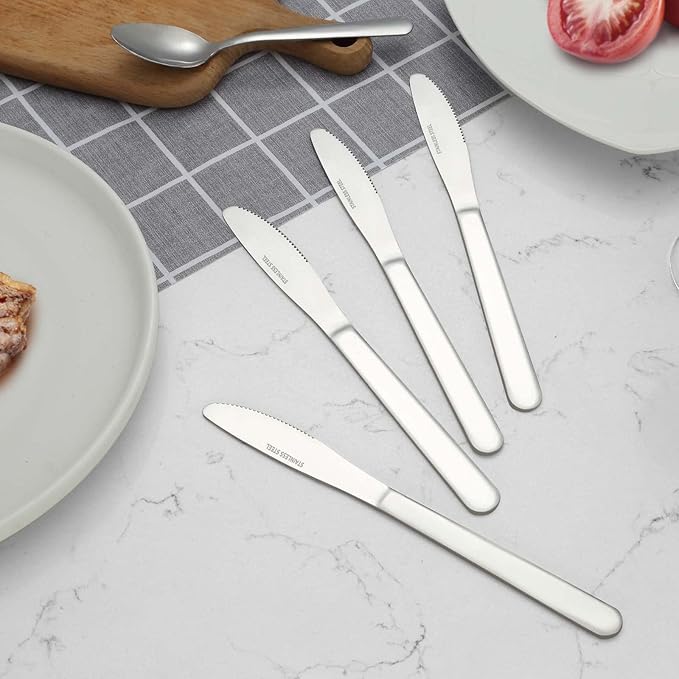 36 Pieces Dinner Knives Set, 8.1 Inches Table Knives Set, Durable Butter Knife, Food Grade Stainless Steel Dinner Knife, Cost-effective Silverware - Mirror Polished, Dishwasher Safe