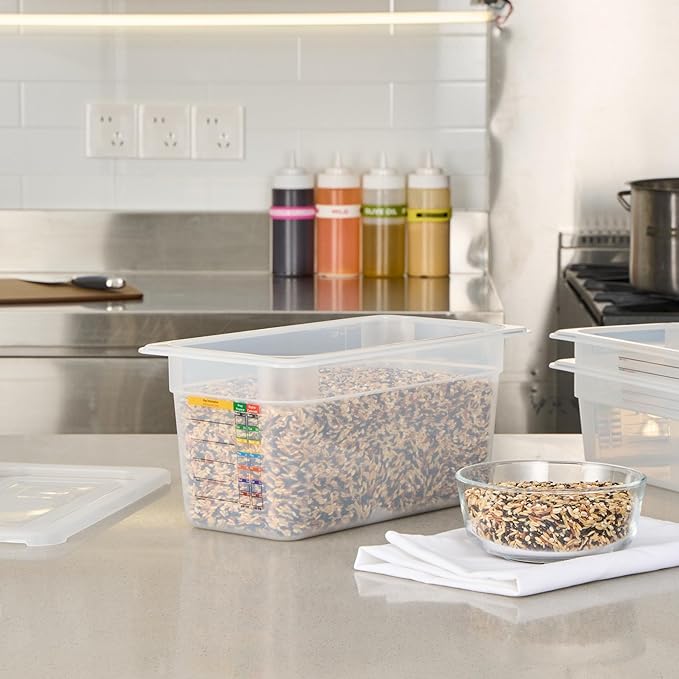 Restaurantware Food Pans Pack of 10 Plastic Rectangle Food Containers 1/3 Size with Traceability Label, Storage Containers Dishwashable Hot Cold Friendly for Restaurants Buffet Commercial Use