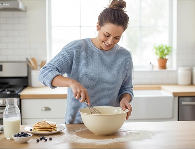 Tribello Large Mixing bowls 5-Quart 169oz - Plastic Salad/Mixing/Serving Bowl 1 pack