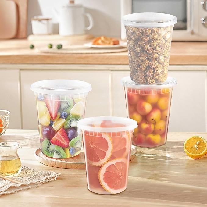40 Pack 32oz Food Storage Containers with Airtight Lids Freezer Safe for Meal Prep Soup Slime Reusable for Lunches Leftovers Takeout BPA-Free Leakproof Stackable Microwave Dishwasher