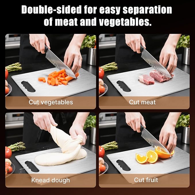 Titanium Cutting Board, 100% Pure Titanium Cutting Boards for Kitchen, Double-sided Food Grade Cutting Boards Non Toxic, Chopping Board Dishwasher Safe for Cutting Meat Vegetable Fruit(12L*8W)