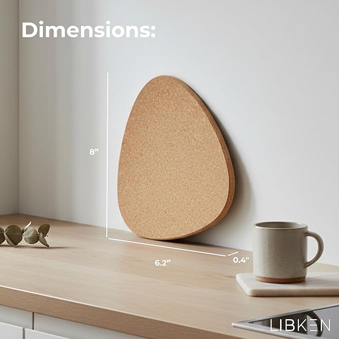 Cork Trivets for Hot Dishes – Set of 6 Heat Resistant Pads – Minimal Scandinavian Design – Scratch & Stain Protection – Kitchen Hot Pads, Plant Coasters