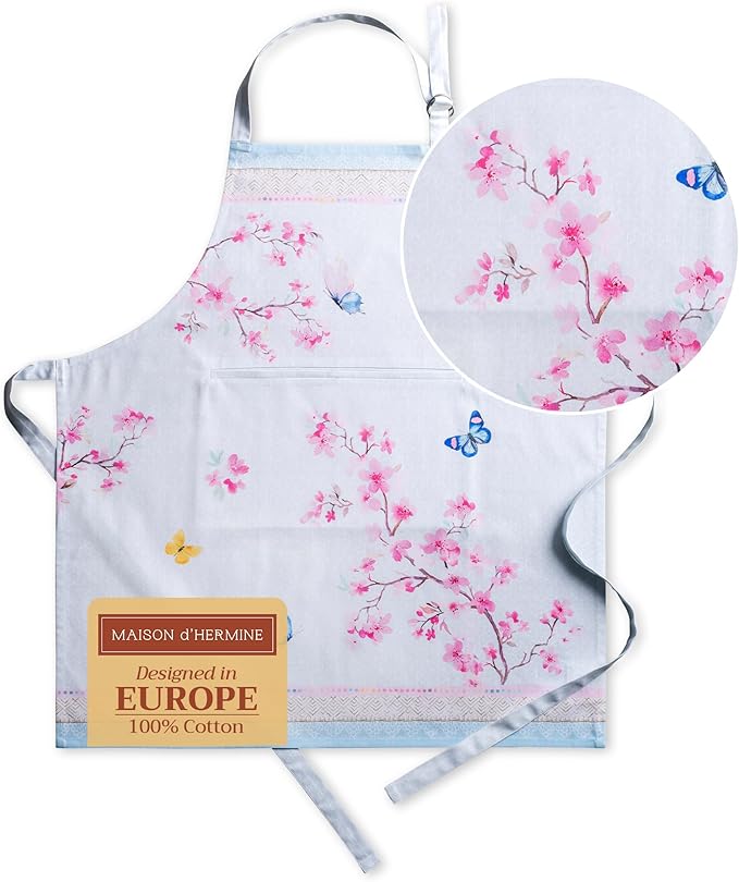 Maison d' Hermine 100% Cotton Apron for women with Pocket Kitchen Chef Apron for Men Cooking Gardening Server Waitress