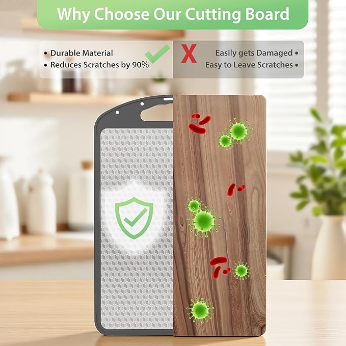 Titanium Cutting Board for Kitchen, Versatile for Cutting Board with juice groove, Pure Titanium and Wheat Straw PP Large Board, Food Grade, Easy to Clean Size 15.3”×10”