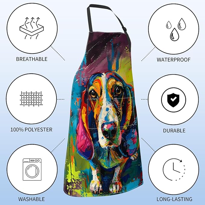 Fun Space Adventure Apron for Women with Rocket and Planet,28x33in