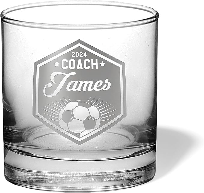 Soccer Coach Beer Glasses - Soccer Coach Gifts Personalized Coach Pint Glass Engraved Coach Award Soccer Beer Glass End of Season Gifts Coach (Soccer, Single Whiskey Gift Box)
