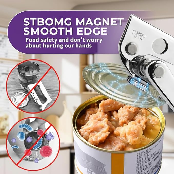 Electric Can Opener – Smooth Edge, Easy One-Touch Can Opener Electric for Seniors with Arthritis, Jar Opener, Compact Countertop Automatic Kitchen Tool for Safe and Effortless Opening