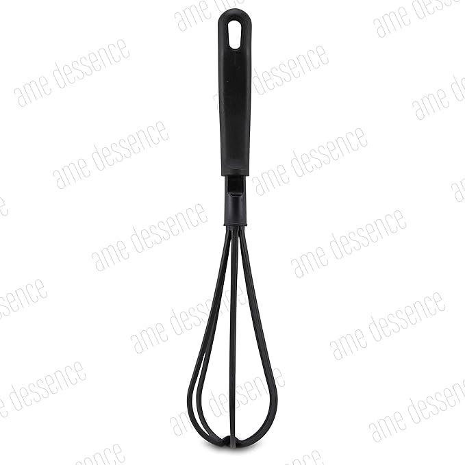 AME D'ESSENCE Whip 12 1/8 inch Black Nylon 410ºF Heat Resistant Cooking Whisk with Ergonomic Handle Perfect for Making all types of Sauces and Desserts Kitchen Gadgets for Cooking