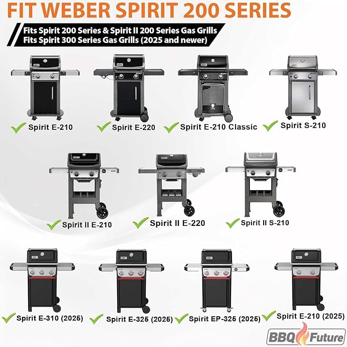Full Size Griddle Inserts for Weber Spirit 200 Series Gas Grills, 7637 Flat Top Grill Griddle with Handles Replacement Part for Weber GS4 Spirit I & II S-210 E-210 E-220, Carbon steel, Black
