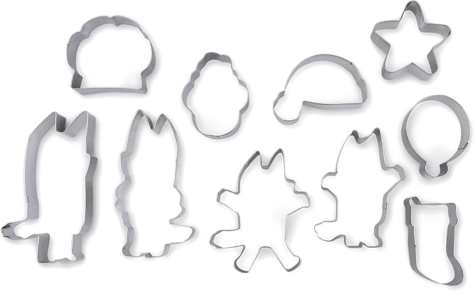 Handstand Kitchen Bluey 10-Piece Holiday Cookie Cutter Set with Bluey, Bingo, Bandit and Chilli Cookie Cutters