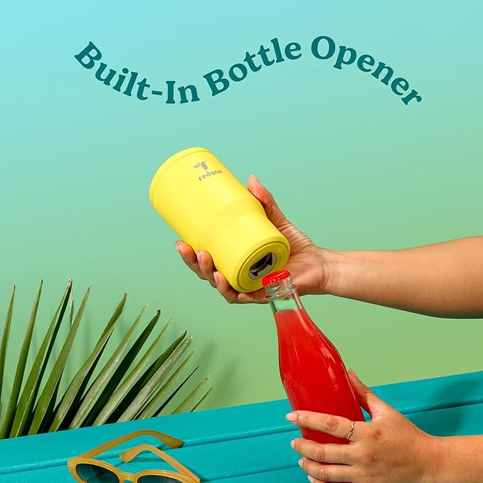 Reduce 4-in-1 Drink Cooler - Versatile Can & Bottle Holder with Vacuum Insulation - Keeps Drinks Cold Up to 4 Hours - Includes Bottle Opener - Fits Cupholders & Dishwasher Safe - 14oz - Ocean Breeze