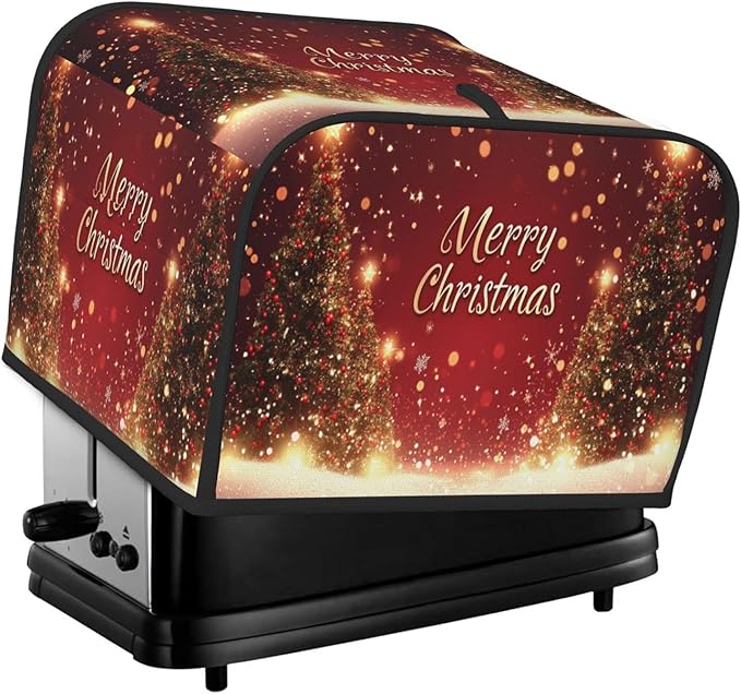 Toaster Cover 4 Slice Red Christmas Tree Snow Winter Kitchen Small Appliance Covers with Pockets Dust and Fingerprint Protection