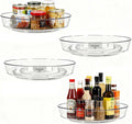 Lazy Susan Turntable for Spice Organization | Clear BPA-Free Plastic Rotating Organizer for Kitchen Cabinet, Pantry, Countertop, Fridge | 360-Degree Rotating Base (10 inch - 4 Pack)