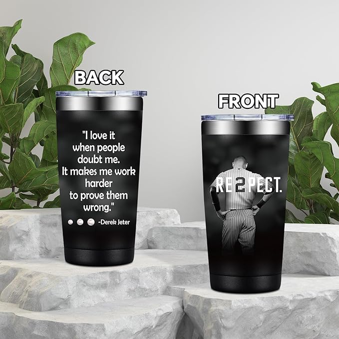 BIRGILT Derek New York Jeter Baseball Gifts -I Love It When People Doubt Me Motivational Quote, Baseball Gifts for Men - Tumbler Cup 20oz