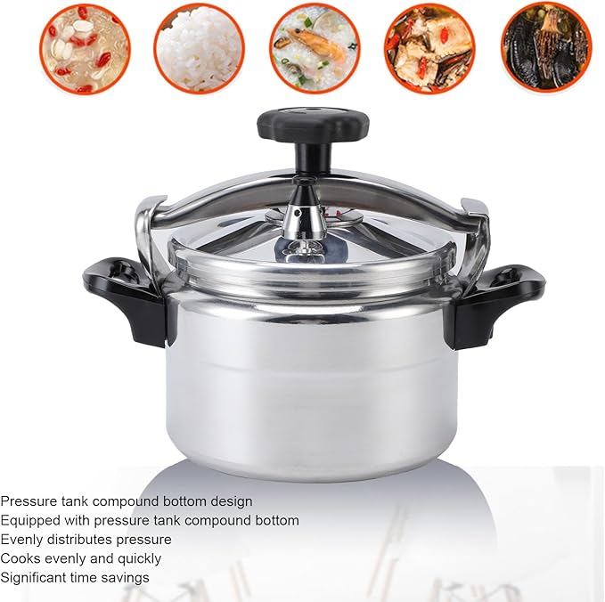 Pressure Cooker,Universal Compound Bottom Pressure Cooker Induction,Aluminium Pressure Canner for Gas Cooktops Flat Top Cooktops Induction Cooktops (5L)