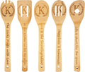 5PCS Initial Wooden Cooking Spoons Initial Letter Kitchen Decor Gifts Personalized Monogrammed Birthday Gifts for Women Mom Friend Housewarming Wedding Bamboo Cooking Spoons