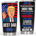 Gifts for Dad from Daughter Son kids - Best Dad Ever Tumbler Gifts for Christmas - Funny Father Christmas Birthday Presents, 20 OZ Stainless Steel Insulated Travel Coffee Tumbler Cup for Father
