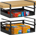 2 Pack Under Shelf Basket Organizers,Adjustable Hanging Under Cabinet Add-on Storage Racks Slide-in Baskets Organizer for Laundry Room Kitchen Pantry Desk Bookshelf, Black