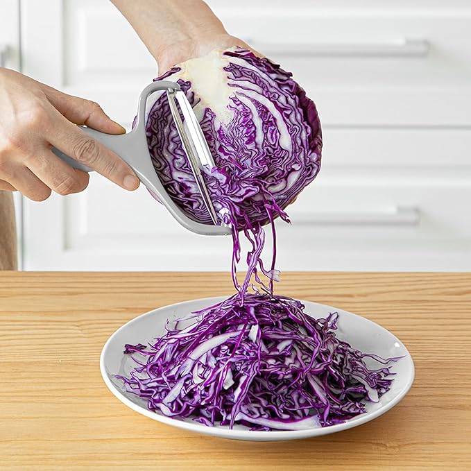 Upgrade 2 pack Veggie cabbage shredder for coleslaw stainless steel cucumber carrot Potato peeler grater slicer,Kitchen gadgets (grey)