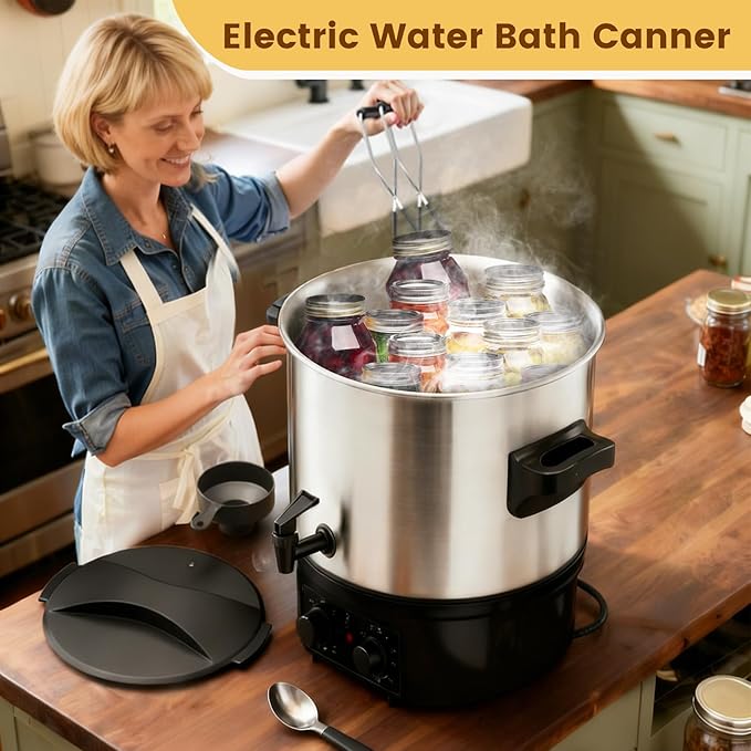 Electric Water Bath Canner | Large 24.5QT Electric Canner with Digital Timer & Adjustable Temp Control for Home Canning, Preserving Jams, Sauces, Pickles,Soups | Perfect for Heating Cans, Slow Cooking