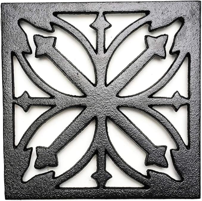 Sungmor Heavy Duty Cast Iron Square Metal Trivet,Rustproof Black Racks Stands Holders for Hot Pans or Teapot,Kitchen or Dinning Table Decorations
