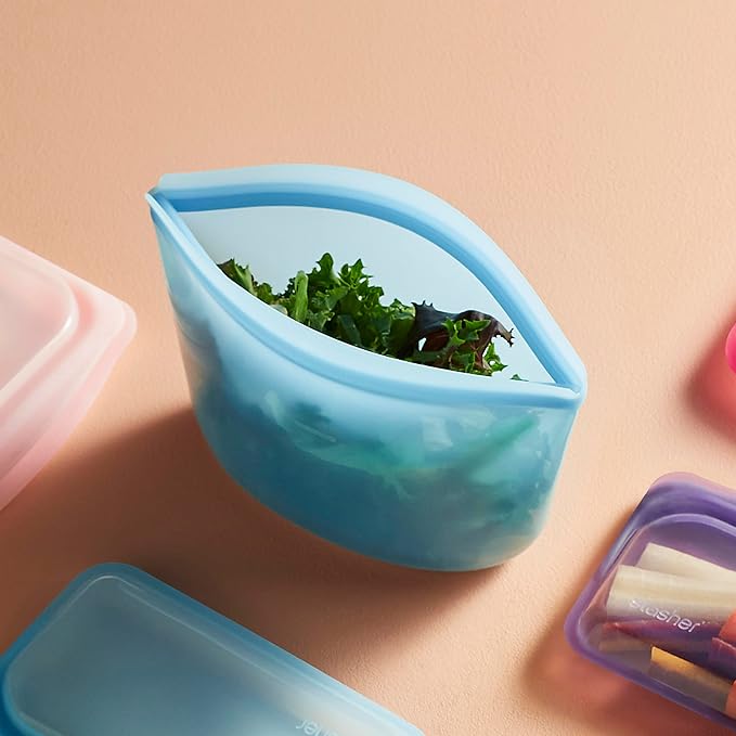 Stasher Premium Silicone Reusable Food Storage Bags, 4-Pack, Multi, Multi-Use Food Storage Bags, Lunch Bag, Travel Containers, BPA Free, Leak-free, Dishwasher-Safe, Eco-friendly
