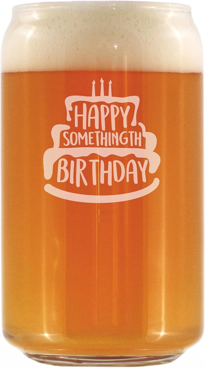 Bevvee Somethingth Birthday - Funny 16 oz Beer Can Pint Glass - Fun Bday Gifts for Men or Women - Fun Party Decor