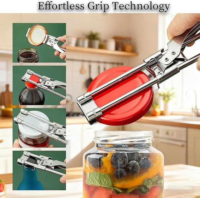 Adjustable Stainless Steel Jar Opener, Manual Jar Openers for Seniors, Gripper Tight Lid Openers, Stainless Steel Can Opener Bottle Gripper Household Kitchen Tool for Various Lid (2 PCS)